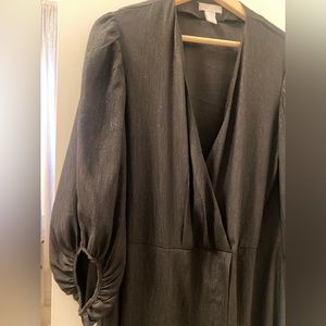 H&M Black Dress Subtle Shimmer Throughout, Drapey Fit